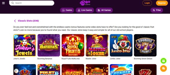 Explore three hundred classic slot games