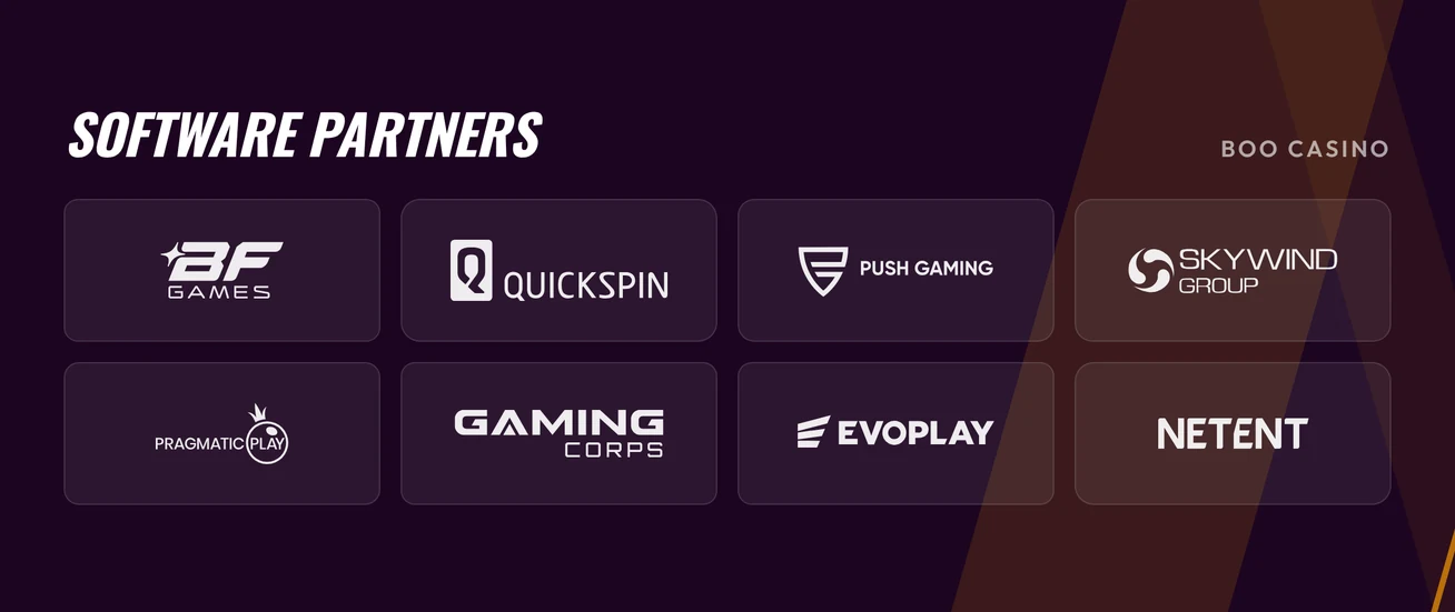 Software partners of Boo Casino