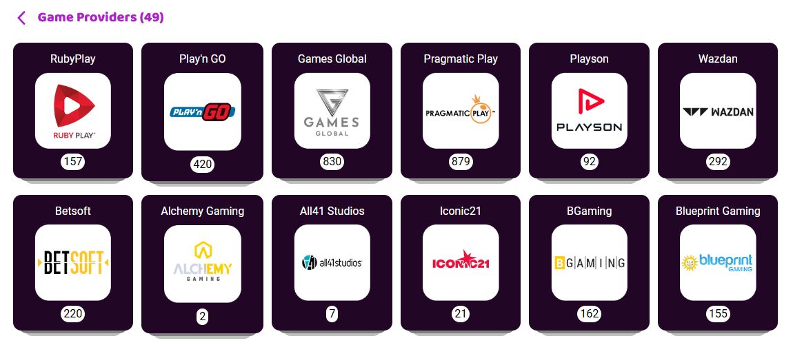 Access games from Pragmatic Play RubyPlay and over forty other providers