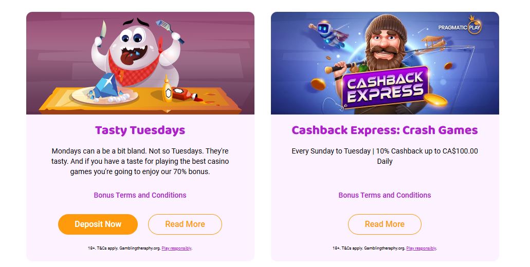 Claim seventy percent bonus every Tuesday at Boo Casino promotion